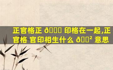 正官格正 🐒 印格在一起,正官格 官印相生什么 🌲 意思